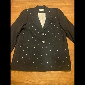 VTG 80s Oversized Antonia Black Blazer Rhinestones Womens Sz 8 Preppy Jazzy​​​
